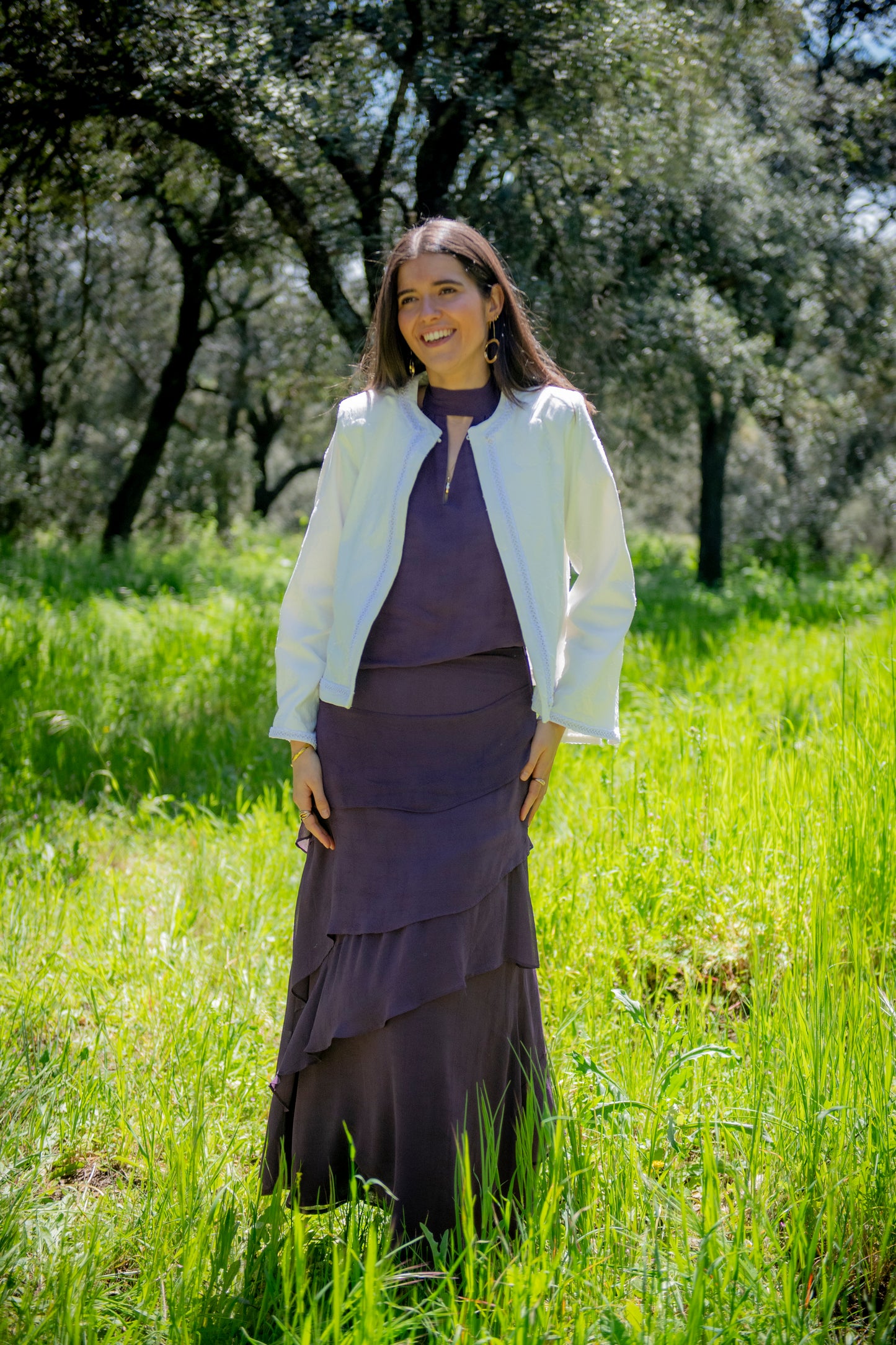 Chaqueta blanca acampanada