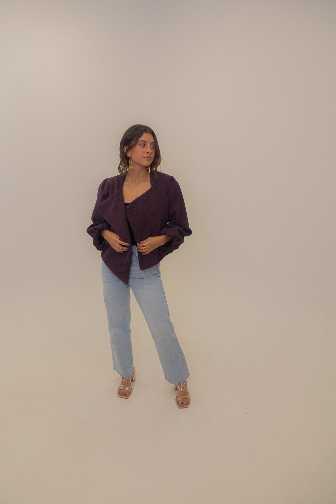 Chaqueta cuadrada Berenjena