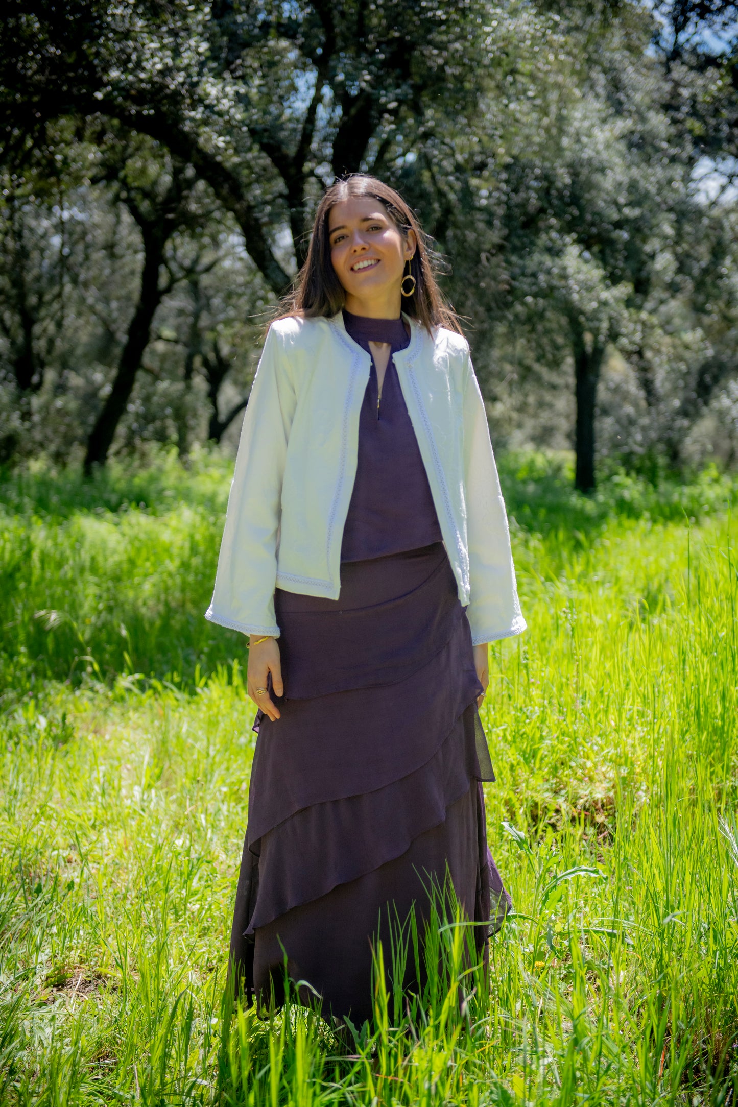 Chaqueta blanca acampanada