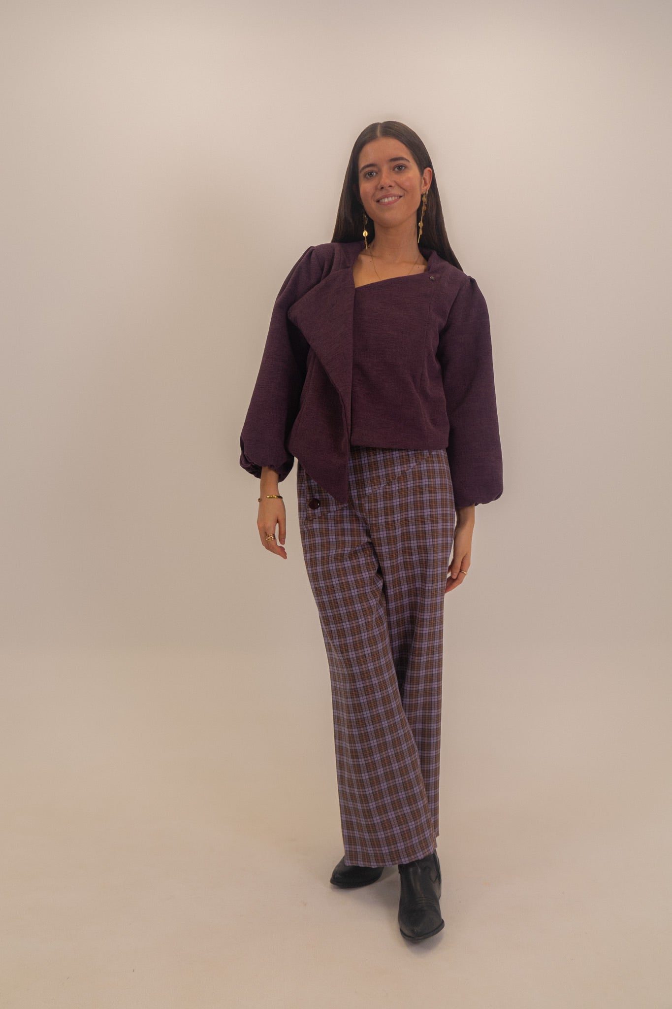 Chaqueta cuadrada Berenjena