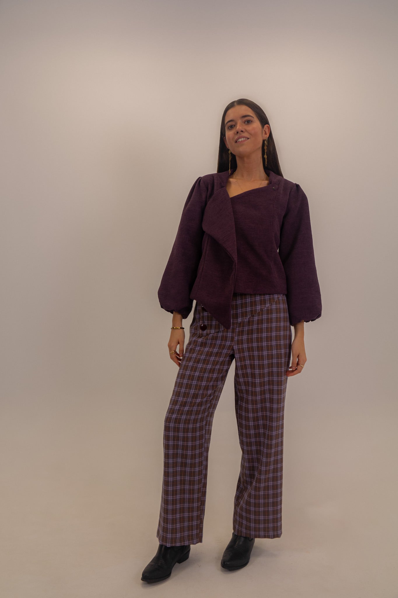 Chaqueta cuadrada Berenjena