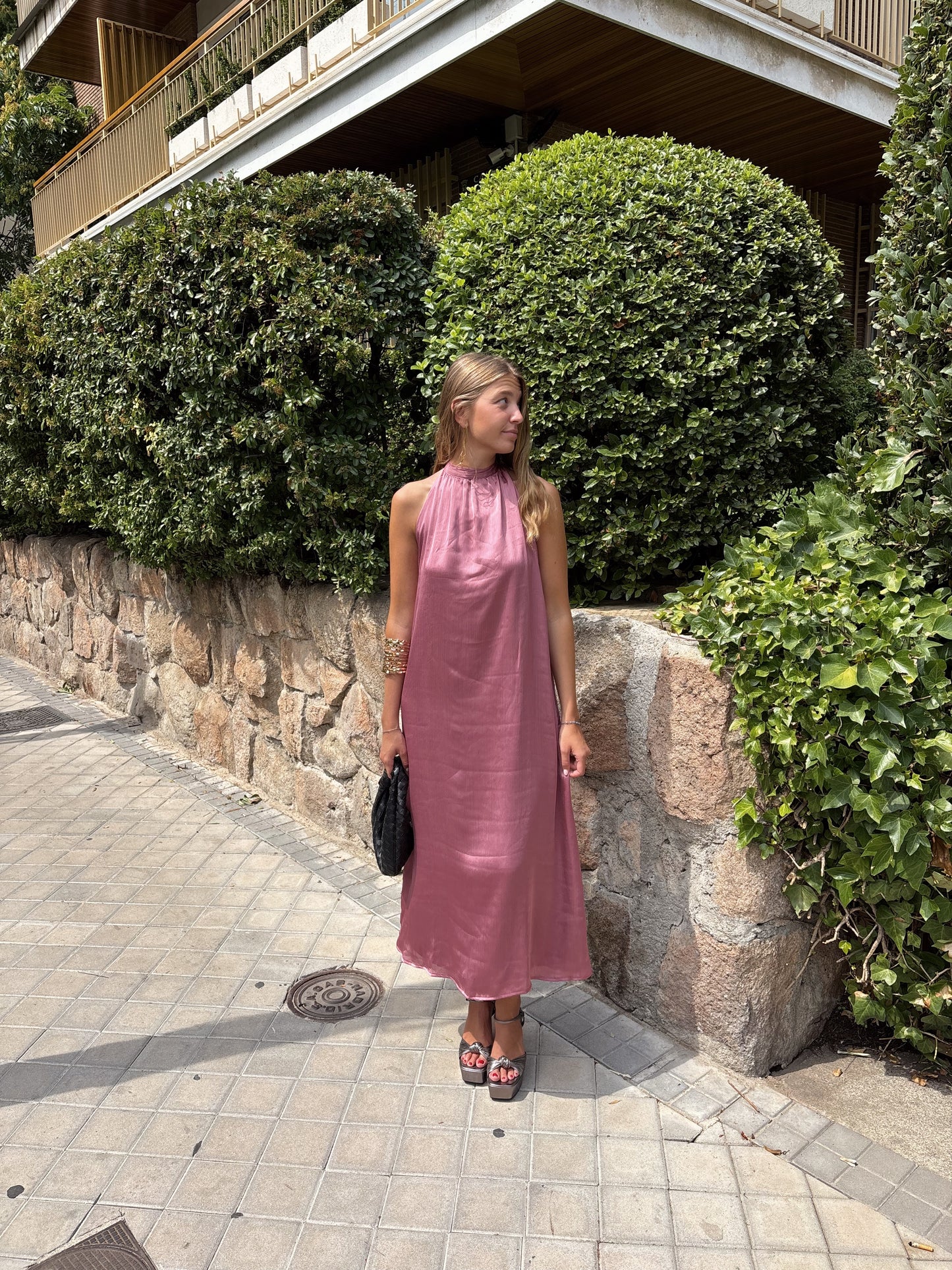 Vestido halter color rosa