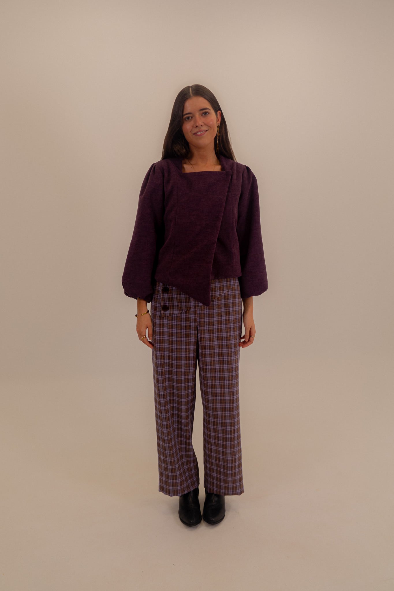 Chaqueta cuadrada Berenjena