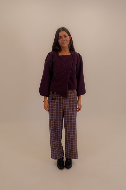 Chaqueta cuadrada Berenjena