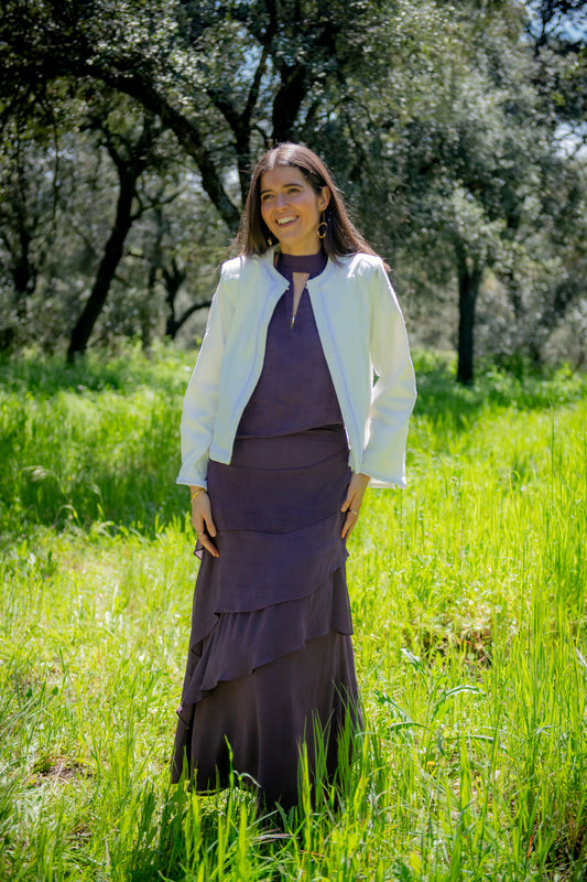 Chaqueta blanca acampanada