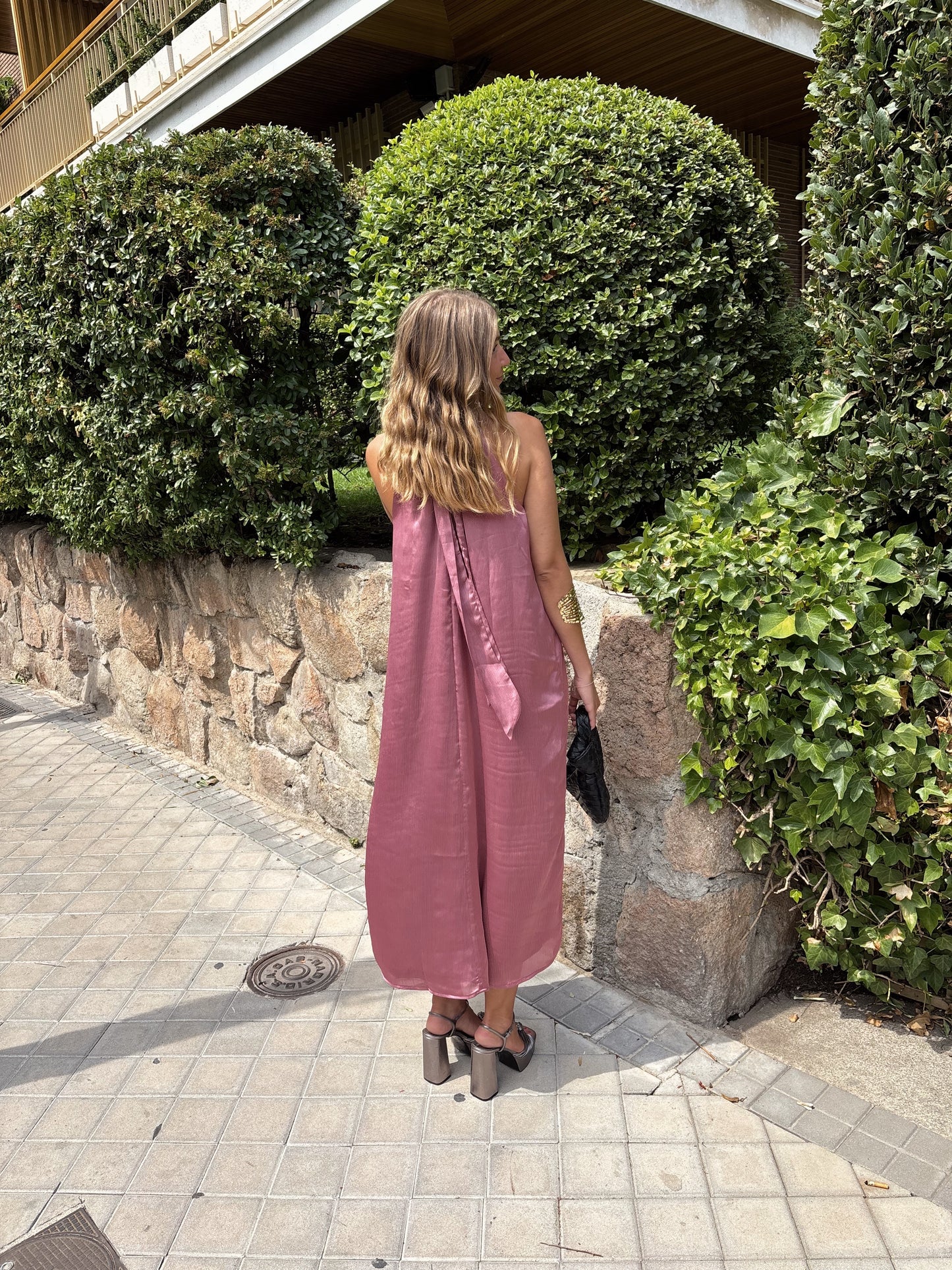 Vestido halter color rosa