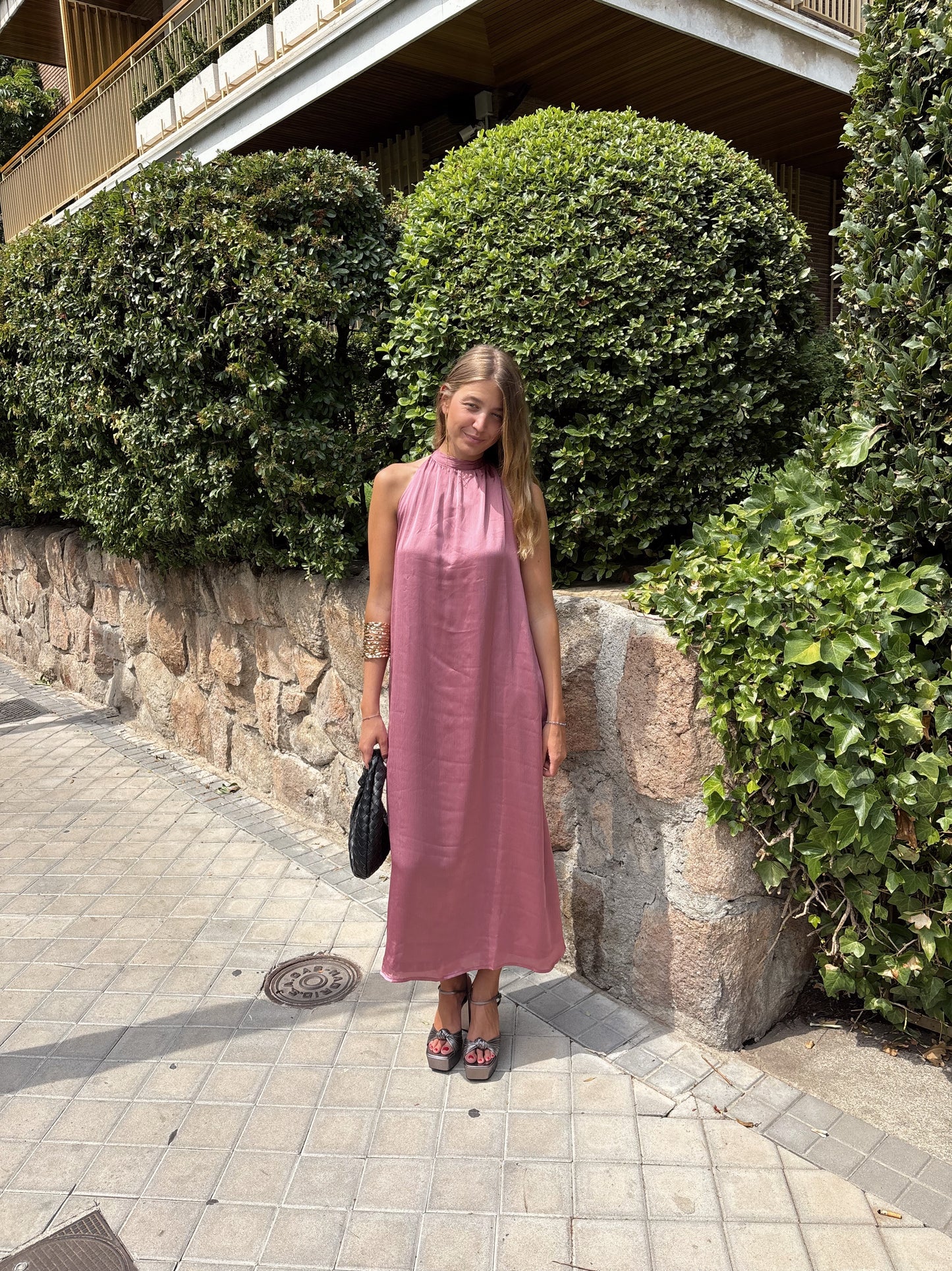 Vestido halter color rosa