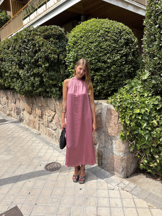 Vestido halter color rosa