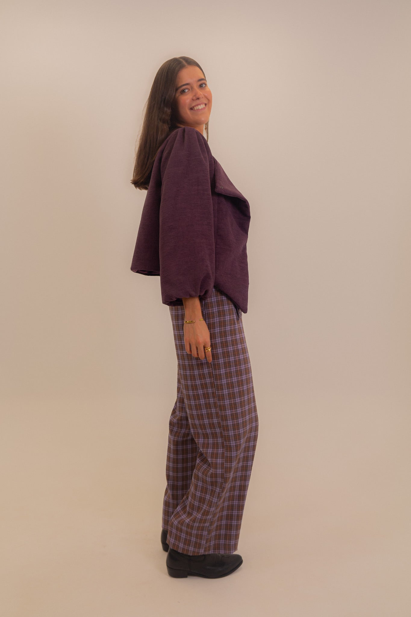 Chaqueta cuadrada Berenjena