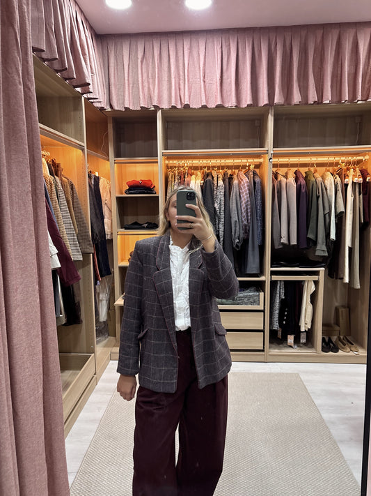 Blazer cuadros burdeos